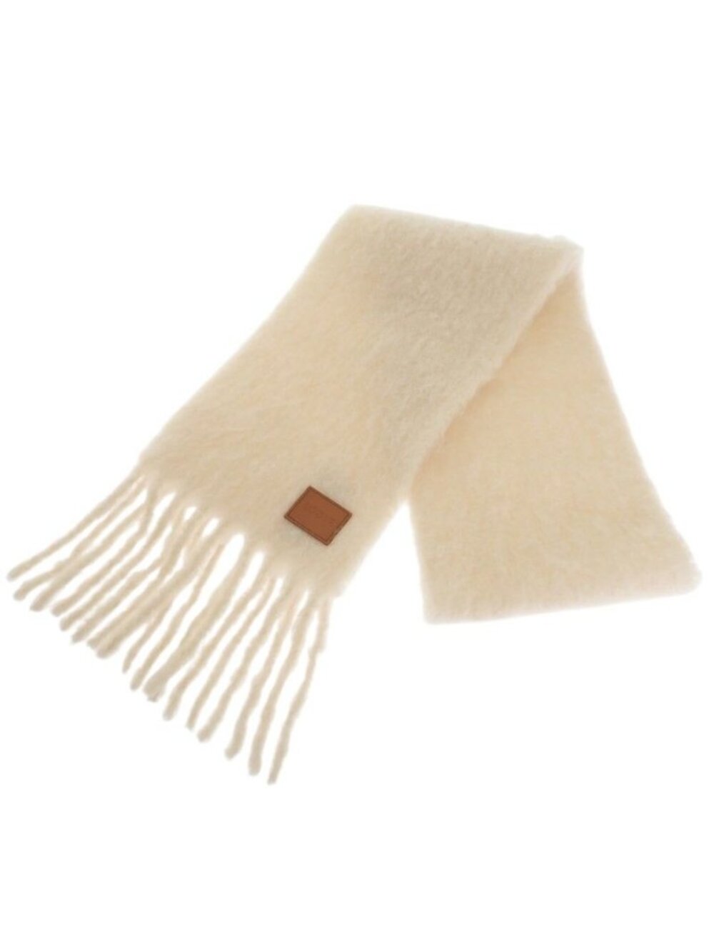 Loewe Anagram Fringe Scarf Wool Mohair Off White